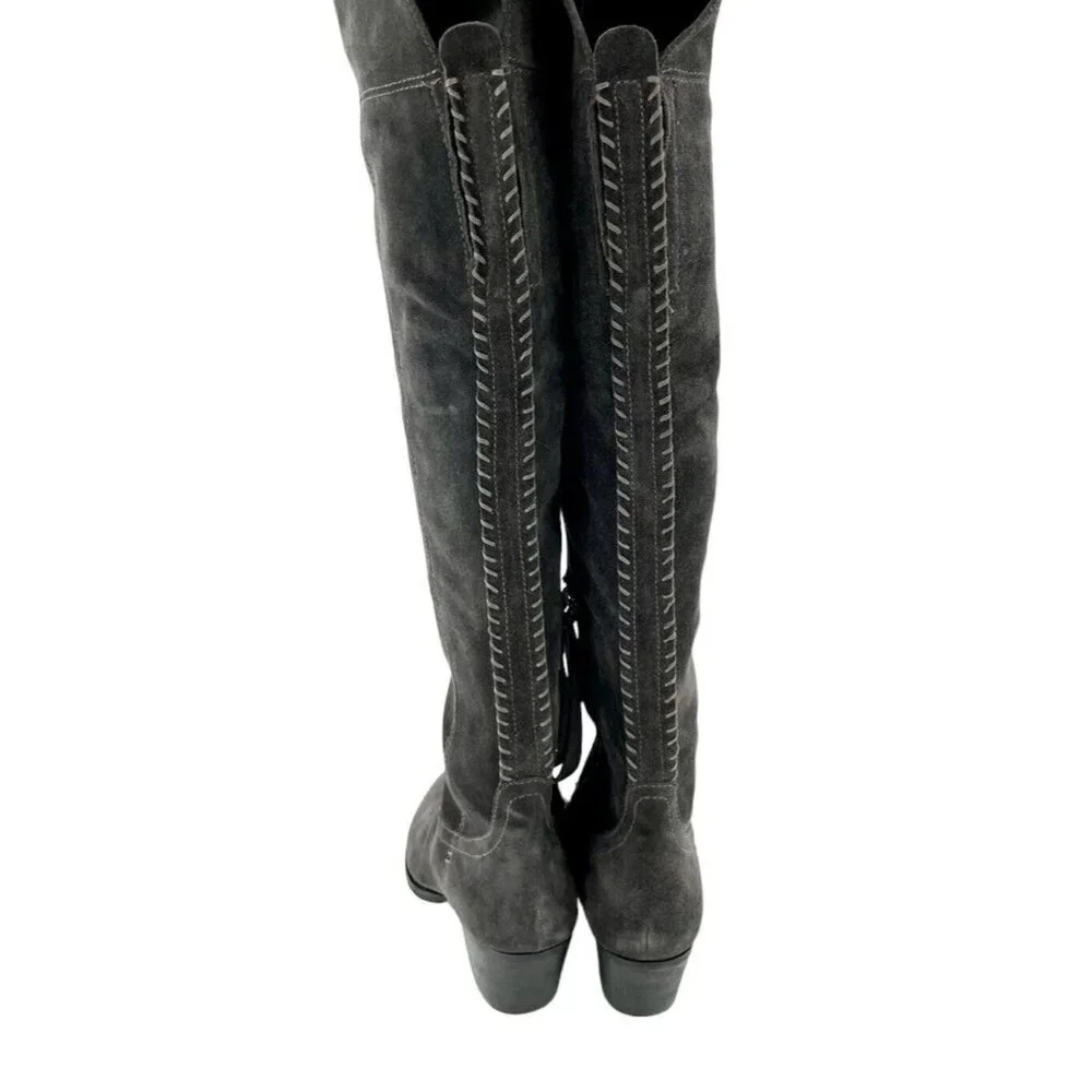 Dolce Vita Silas Grey Suede Leather Over the Knee Western Boots SZ 6 New